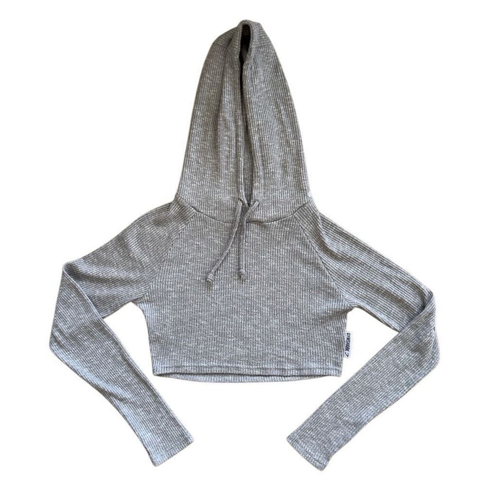 GymShark Slounge Cropped grey Hoodie Women's Top Size S